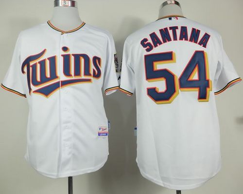 Twins #54 Ervin Santana White Home Cool Base Stitched MLB Jersey - Click Image to Close